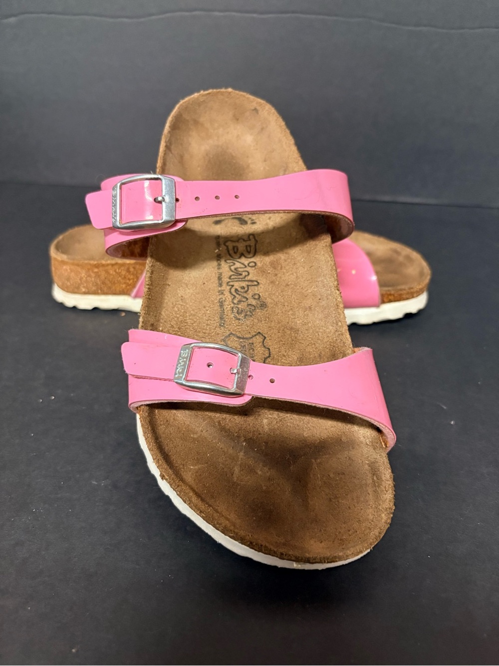 Pair Birkis by Birkenstock Size 5 Pink strap sandals